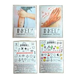 Lot of 2 INKED2 Temporary Tattoos Little & Tiny Tats Packs - Over 15 Design Each